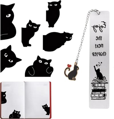 Schattige katten boekenleggers, 2 stuks, magnetische boekenleggers voor kinderen, studenten en boekenliefhebbers, perfect voor school en lezen