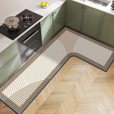 Nordic Licht Luxe Diatomeeënaarde Huishoudelijk L-vormig Keukenvloermat Waterabsorptie Antislip Sneldrogend en Onderhoudsvriendelijke Vloermat 80*150*45cm