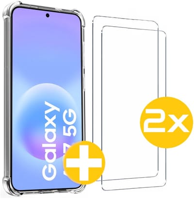 Hoesje en Screenprotector Combi Geschikt Voor Samsung A57 - Anti Shock Hoesje + 2x Screenprotector