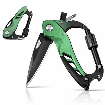BOTC Survival zakmes - 6-in-1 EDC Tool met Flesopener, Schroevendraaier & Ruitbreker - Compact Survival Tool - Groen