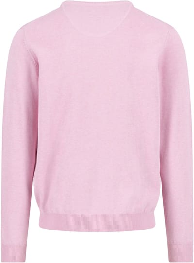 Fynch-Hatton Trui Solid Color Superfine 3-Ply Cotton V-Neck Magnolia / male
