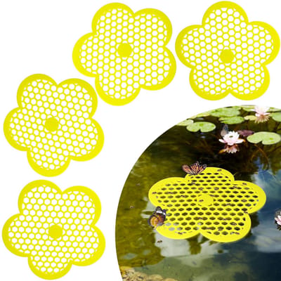 KZQ Bijenbad - Drijvend drinkstation voor bijen en vlinders, insectenbad geschikt voor tuinen en balkons - 5 mm dik - 4-pack - Geel
