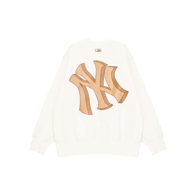 MLB FW22 New York Yankees Logo Print Ronde Hals Lange Mouwen Sweatshirt Unisex sweatshirt Crème 3AMTB0224-50CRS XS beige
