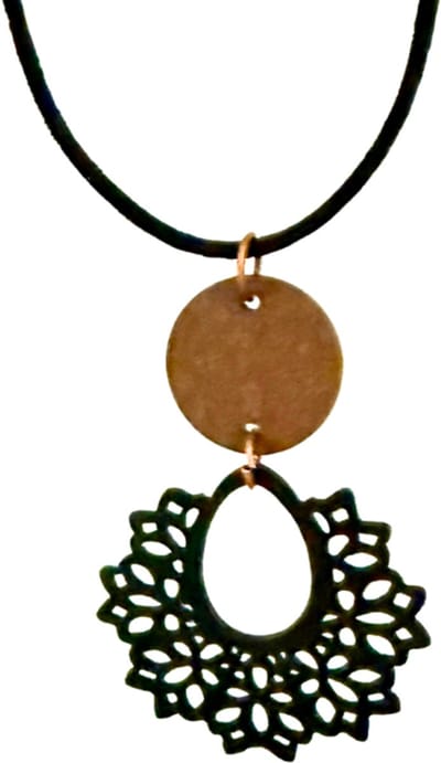Ketting leer hout zwart bruin verstelbaar - Charme Bijoux