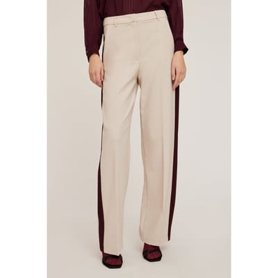Motivi Palazzo Trousers With Side Band Beige Maat: 34 | Pantalons Outlet | Dames | Beige