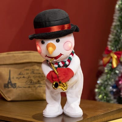 Creatieve elektrische kerstserie pluche speelgoed dat danst, muziek nabootst, pratende eland, kerstman en sneeuwpop. Cadeaus voor jongens en meisjes. about 35cm black