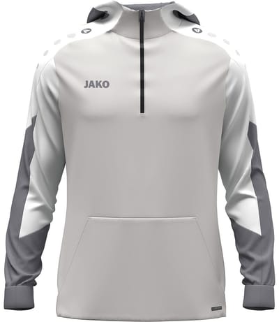 Jako Dynamic Hooded Half Zip Kinderen - Lichtgrijs / Wit / Grijs | Maat: 128