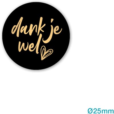 40x ZOETTT Sluitzegel | DANK JE WEL | zwart & goud | 25 mm