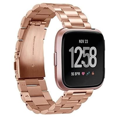 Geschikt voor Fitbit Versa stalen bandje - rosé goud