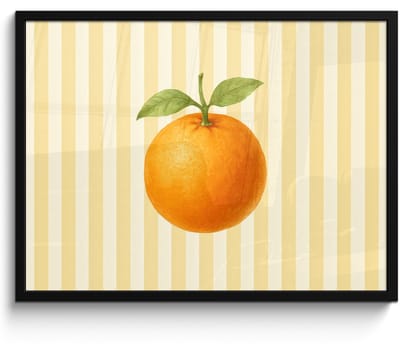 Poster in lijst - Fotolijst 70x50 cm - Posters - Sinaasappel - Strepen - Oranje - Zomers - Posterlijst zwart - Decoratie - Wanddecoratie woonkamer - Muurdecoratie slaapkamer