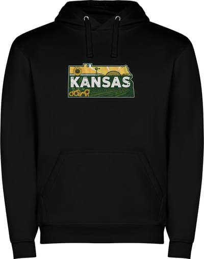 Zwarte Wanna have hoodie voor de echter Amerika / Verenigde Staten liefhebber, de Amerikaanse staat Kansas Print Full Color Color merk Roly maat M