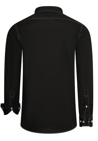 Slim fit overhemd met lange mouwen en contrasterende stiksels