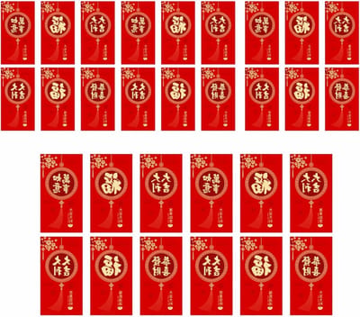Traditionele Rode Enveloppen voor het Chinese Nieuwjaar, 30 Stuks Geluks Geldpakketten 17x9cm, Perfecte Feestelijke Geschenken voor Familie en Vrienden