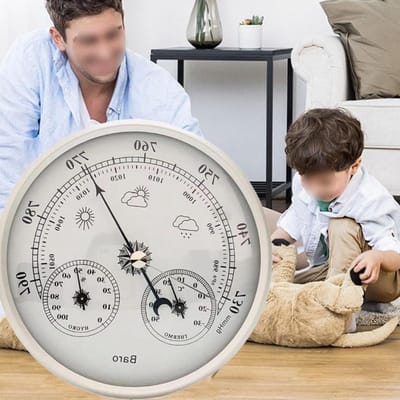 Analoge Barometer met Thermometer Hygrometer, 3 in 1 Weerstation voor Binnen en Openlucht, Aluminiumframe, Diameter 130MM