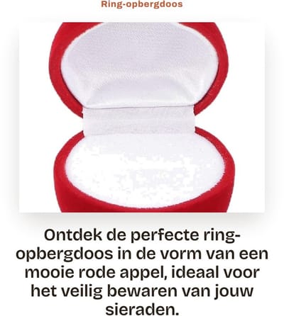 Dailygoods- Ring-opbergdoos Rode Appelvorm - Draagbaar Ontwerp - Zachte Flocking - Compact Formaat - Sieradenopbergdoos - Bescherming tegen Krassen - Sieradendoos