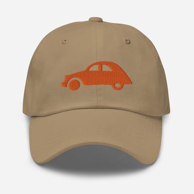De2pktjes - Oranje geborduurde pet (voor en achter) Citroën 2CV - Kaki