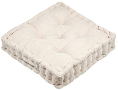 Stof Textile Vloerkussen Ribcord - lichtbeige - 45 x 45 x 10 cm - vierkant - Extra dik - extra zitplaatsen - spelen - gamen - relaxen