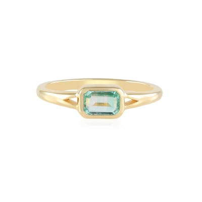 Cavill - Zilveren ring met Paraiba kleurige achthoekige smaragd van 0,457 ct - 925 Sterling zilver verguld - Modieuze damesring elegant