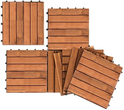 Houten Balkon Tegels - Acacia Hout - Terras Vernieuwen - Weerbestendig Duurzaam - 30x30cm 1m² - Natuurlijk Hout