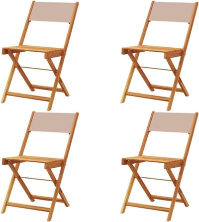Opvouwbare tuinstoelen - Klapstoelen set - Buiten ontspannen - Massief acaciahout - 4 stuks - Taupe