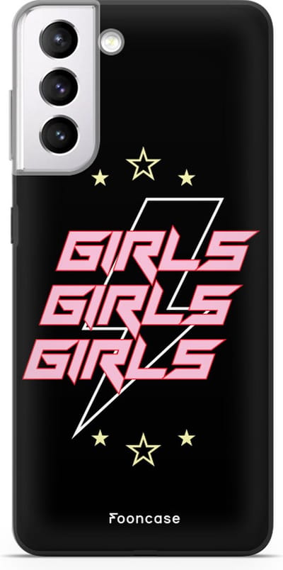 Fooncase Hoesje Geschikt voor Samsung Galaxy S22 Plus - Shockproof Case - Back Cover / Soft Case - Rebell Girls (sterretjes bliksem girls)