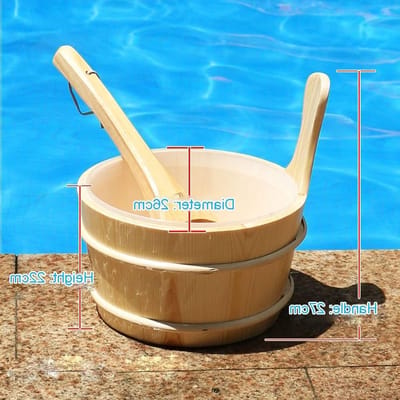 Houten emmer en lepel set met 4L capaciteit voor sauna, stoom en wellness accessoires