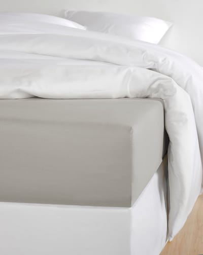De Witte Lietaer Hoeslaken Katoen Satijn Olivia - 160 x 200 cm - Taupe