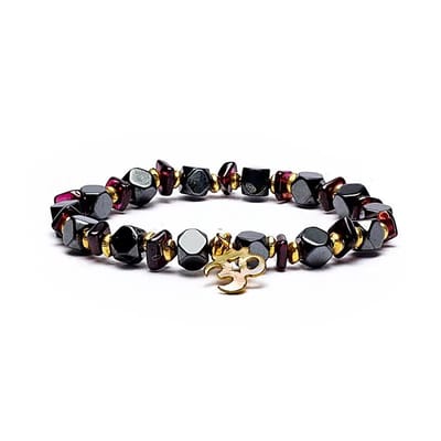Hematiet/granaat facetarmband met ohm-elastiek - pakket van 2 stuks - 0,5 cm; 7 Cm - 0.5 cm; 7 cm