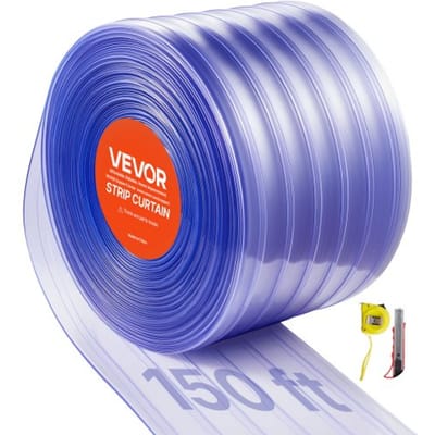 VEVOR Pvc-Strokengordijn, 45,72 M Lang X 30 Cm Breed, Lamellengordijn, Per Meter, -20 °C Tot 60 °C Gordijnstrook voor Deuren Van Supermarkten, Garages, Magazijnen, Dierenverblijven, Geribbeld