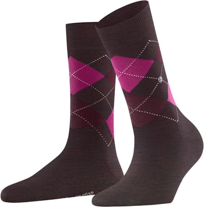 Burlington Melange Marylebone gedessineerd wol sokken dames rood - maat 36-41