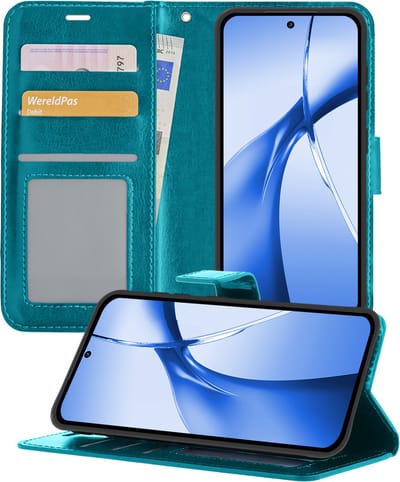 Hoesje - Geschikt voor OnePlus Nord CE4 - Luxe Bookcase - Walletcase Hoes - Portemonnee - Cover - Telefoonhoes - Turquoise