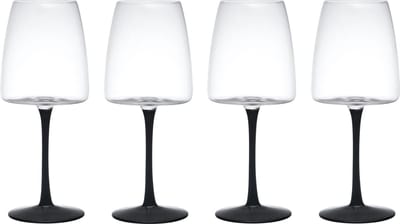 Rode Wijnglazen, Set van 4 Stuks, 0.45 L, Loodvrij Glas, Mat Zwart - Mikasa | Palermo