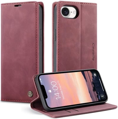 Hoesje geschikt voor Apple iPhone 17e/16e - CASEME Retro Texture Book Wallet Case - Bordeaux