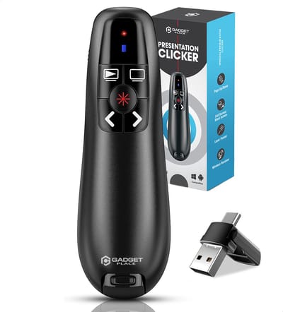 Gadgetplace Professionele Draadloze Presenter met Rode Laser Pointer - Tot 30M bereik - PowerPoint Afstandsbediening - Presentatie Klikker
