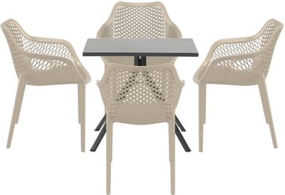 Garden Impressions Air XL tuinset 5-delig taupe - Rimini tuintafel 80x80 cm