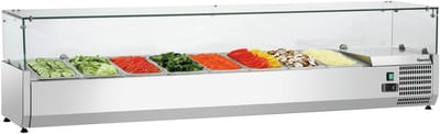 Bartscher Opzetkoelvitrine GL3-1801 - 8x 1/3 GN - RVS & Glas - 0°C/+10°C - 1800x390x459mm