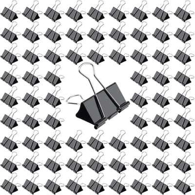 72 Stuks 51mm Zwarte Binderclips, Grote Bulldogclips en Paperclips voor Thuis en Kantoorgebruik