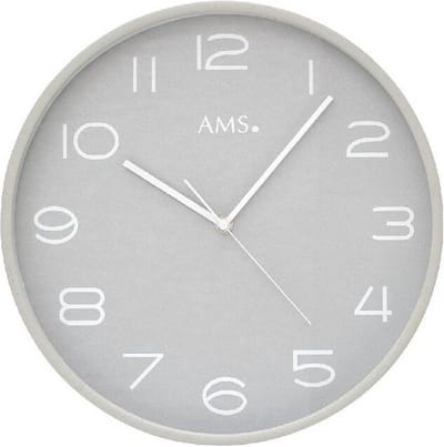 AMS F5521 - Wandklok - Analoog - Radiogestuurde tijdsaanduiding - Hout - Mineraal glas - Grijs