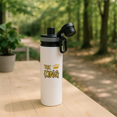 Hacebo® - The king waterfles met draaidop grijs - Koning - iemand die zich voelt als een koning - verjaardagscadeau - kroontje - kado - gift - geschenk - water fles - 850ML