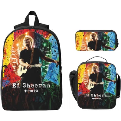 3-delige Ed Sheeran Loop Tour 2026 Rugzakset voor Kinderen Pennen Etuis Boekentassen Sets met Lunchbox Voor Schoolleerlingen Rugzak blue
