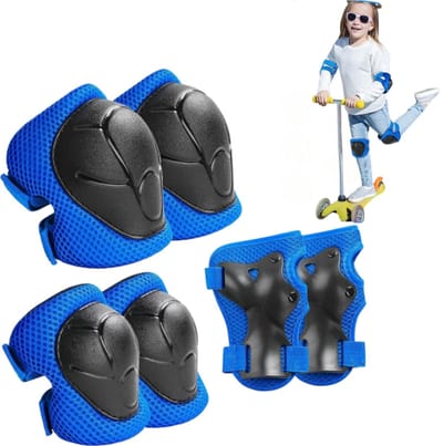 1 set - Beschermende sportuitrusting voor kinderen - 3-in-1 beschermend ontwerp - Beschermende fietsuitrusting - Beschermende mat voor rolschaatsen - Bescherming voor buitensporten zoals rolschaatsen voor kinderen van 3 tot 14 jaar - Blauw