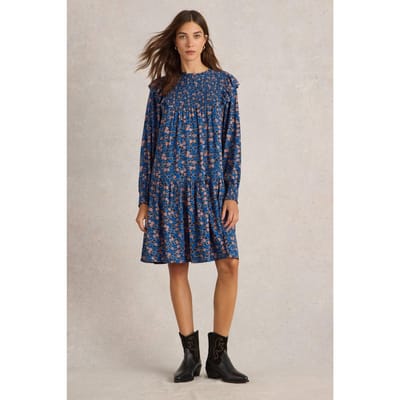 White Stuff Sylvie Dress Blue Multi Maat: 10 REGULAR | Blousejurken Outlet | Dames | Blauw