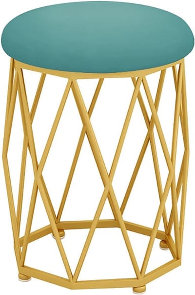 Fluwelen Kruk - Voetenbank Poef - Ontspannen Zitten - Gouden Metalen Poten - 35x44cm - Kleur A