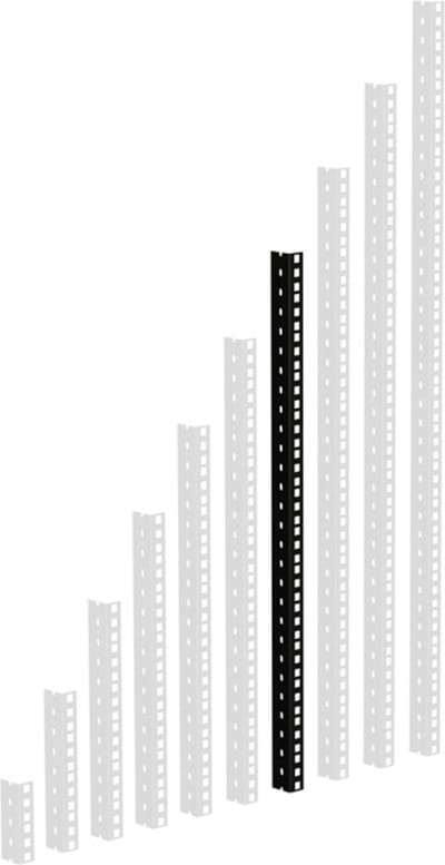 Adam Hall 61535B14 Rackrail, zwart geperforeerde gaten, 14 HE - Profiel