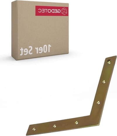 Hoekverbinders Metaal - Versteviging Plaat - Meubelbouw - Zware Kwaliteit - 200x200mm 10 Stuks - Zilverkleurig