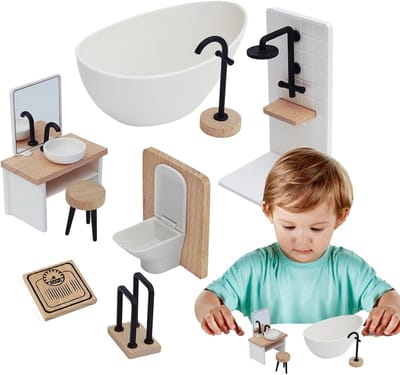 Poppenhuis meubelset - Miniatuur badkamer - Rollenspel decoratie - Realistische simulatie - Schaal 1:12 - Veelkleurig
