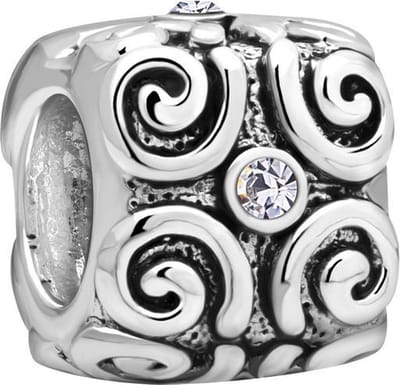 Quiges - 925 - Zilveren - Bedels -Sterling zilver - Beads - Ornament met Zirkonia Kraal Charm - Geschikt – voor - alle bekende merken - Armband Z534