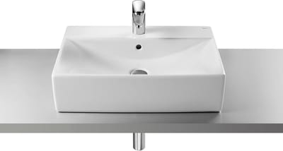 Porseleinen Wastafel - Aanrecht wasbak - Badkamer Inrichting - Vierkante Vorm - 60 cm Breed - Wit