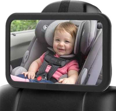 SNJY® Autospiegel Baby - Baby Spiegel Auto - Achteruitkijkspiegel - 360° Rotatie - 30 x 19 cm - Zwart