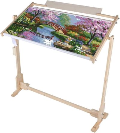Store_8 - Kruissteekframe-standaard - Borduurstandaard - Verstelbaar en stabiel - Houten frame - Handwerk - 80cm groot formaat - Geschikt voor bord...